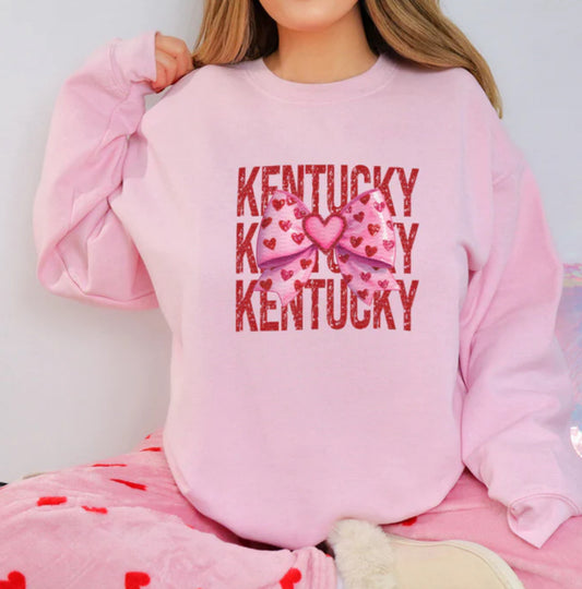 Kentucky Stacked Pink Heart Bow